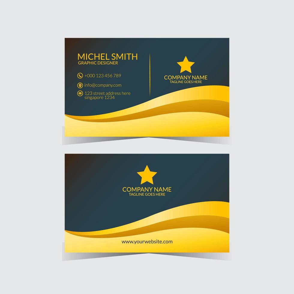 yellow gold curve business card template vector