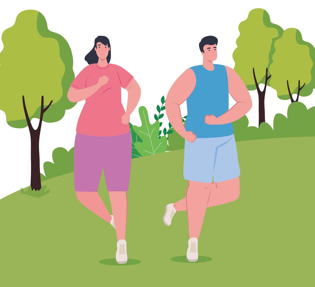 Marathoners running outdoors vector
