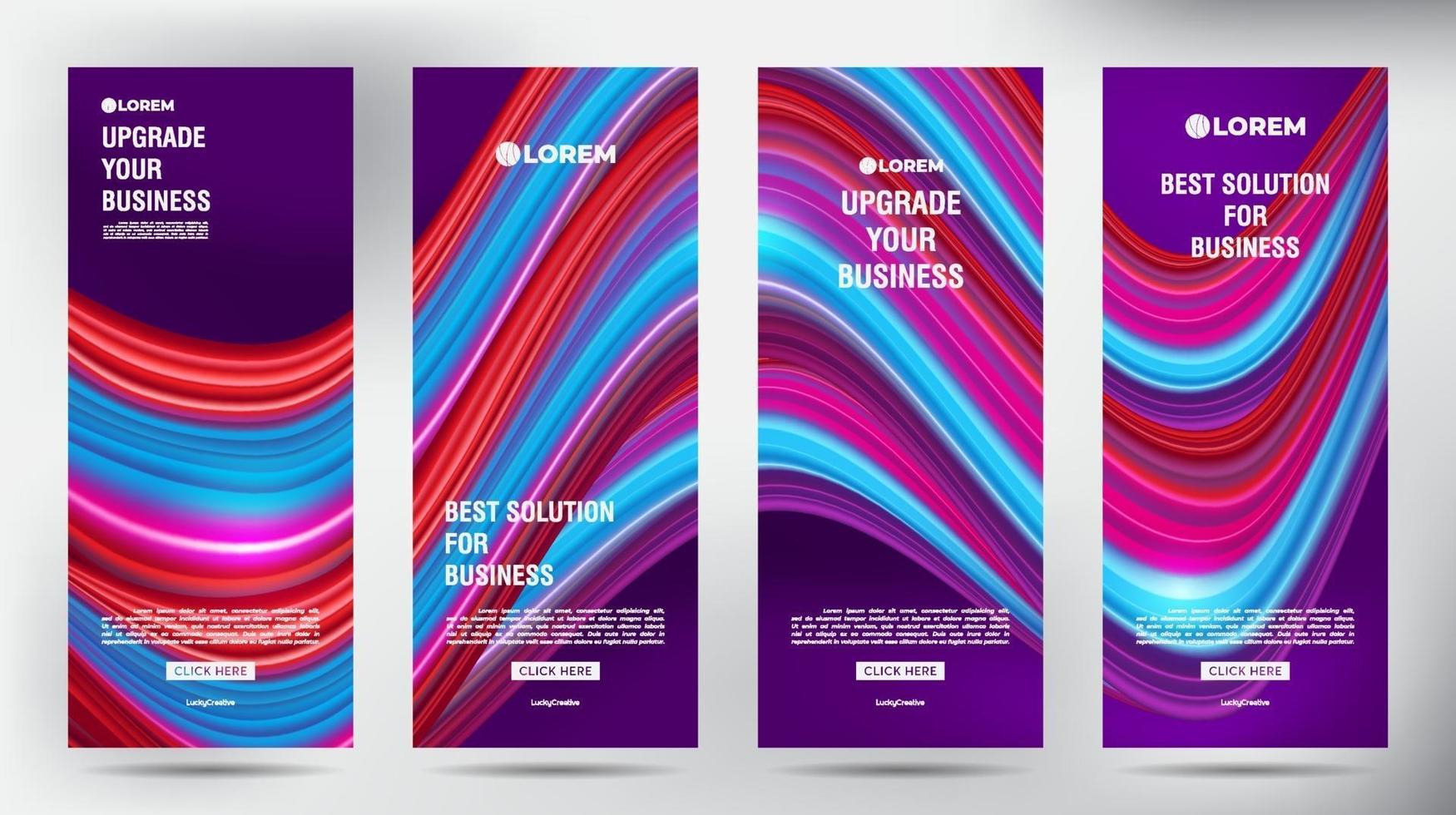 Mesh Color Flow roll up business brochure flyer banner design vertical template, cover presentation background, modern publication x-banner and flag-banner, Set of Roll up banner stand template design vector