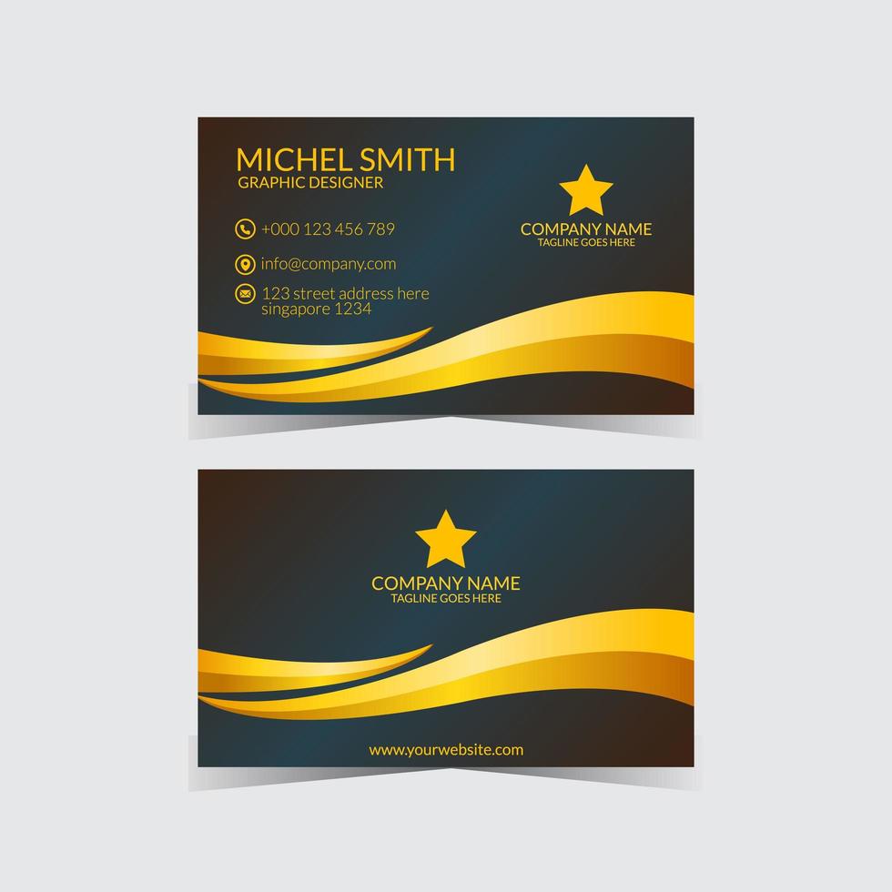 Gold and black  business card design template vector