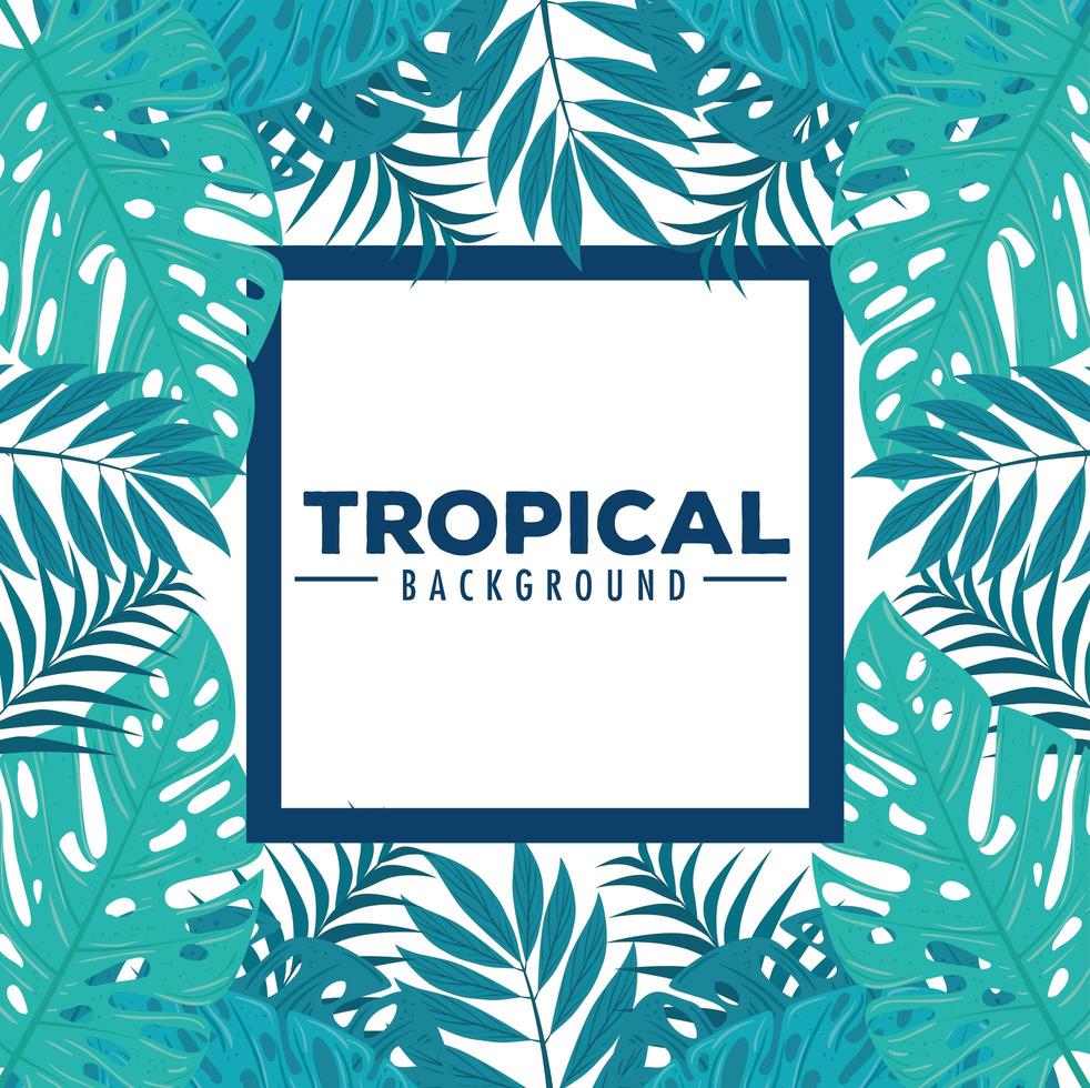 Tropical foliage background with green leaves vector