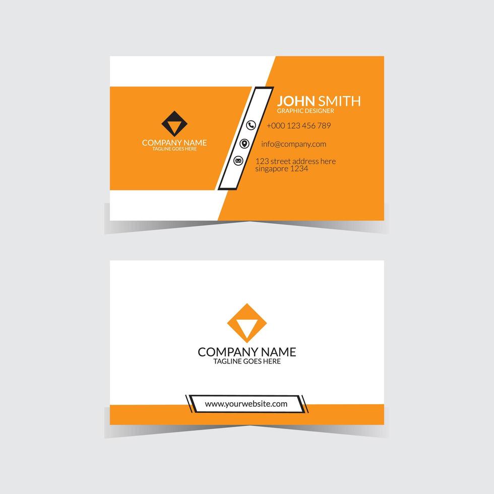 Orange unique business card vector