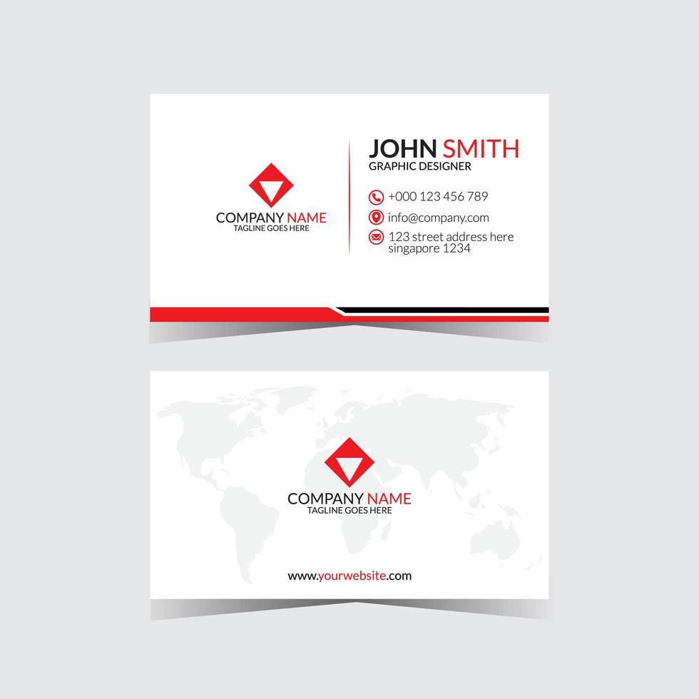 white and red modern business card design vector