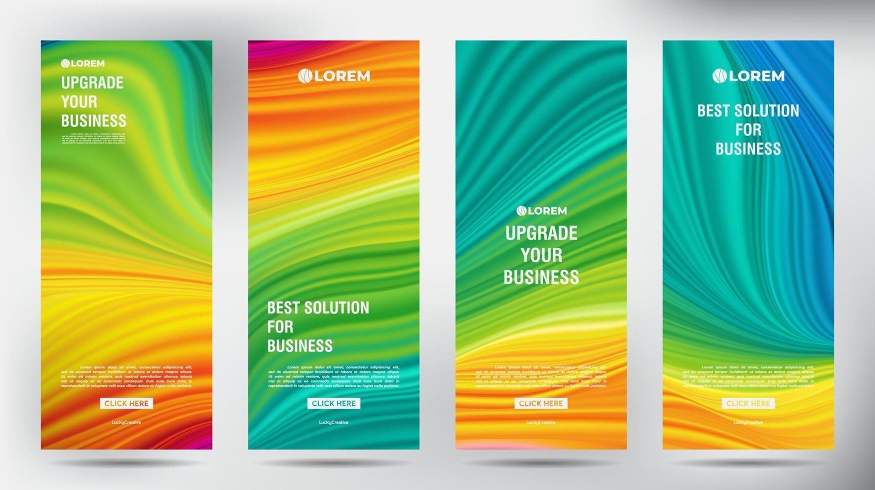 Mesh Color Flow roll up business brochure flyer banner design vertical template, cover presentation background, modern publication x-banner and flag-banner, Set of Roll up banner stand template design vector