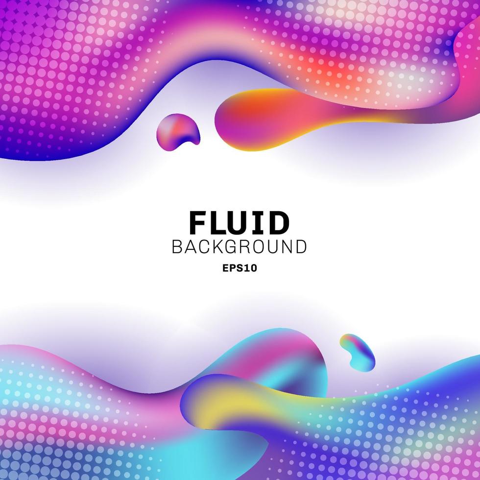 Abstract 3D colorful fluid shape with halftone on white background vector