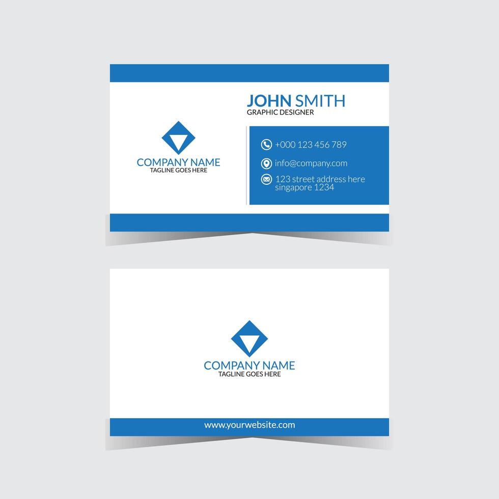 unique blue and white business card design template vector