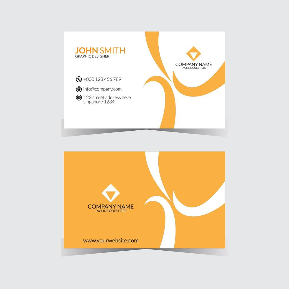 plantilla de tarjeta de visita blanca naranja simple vector