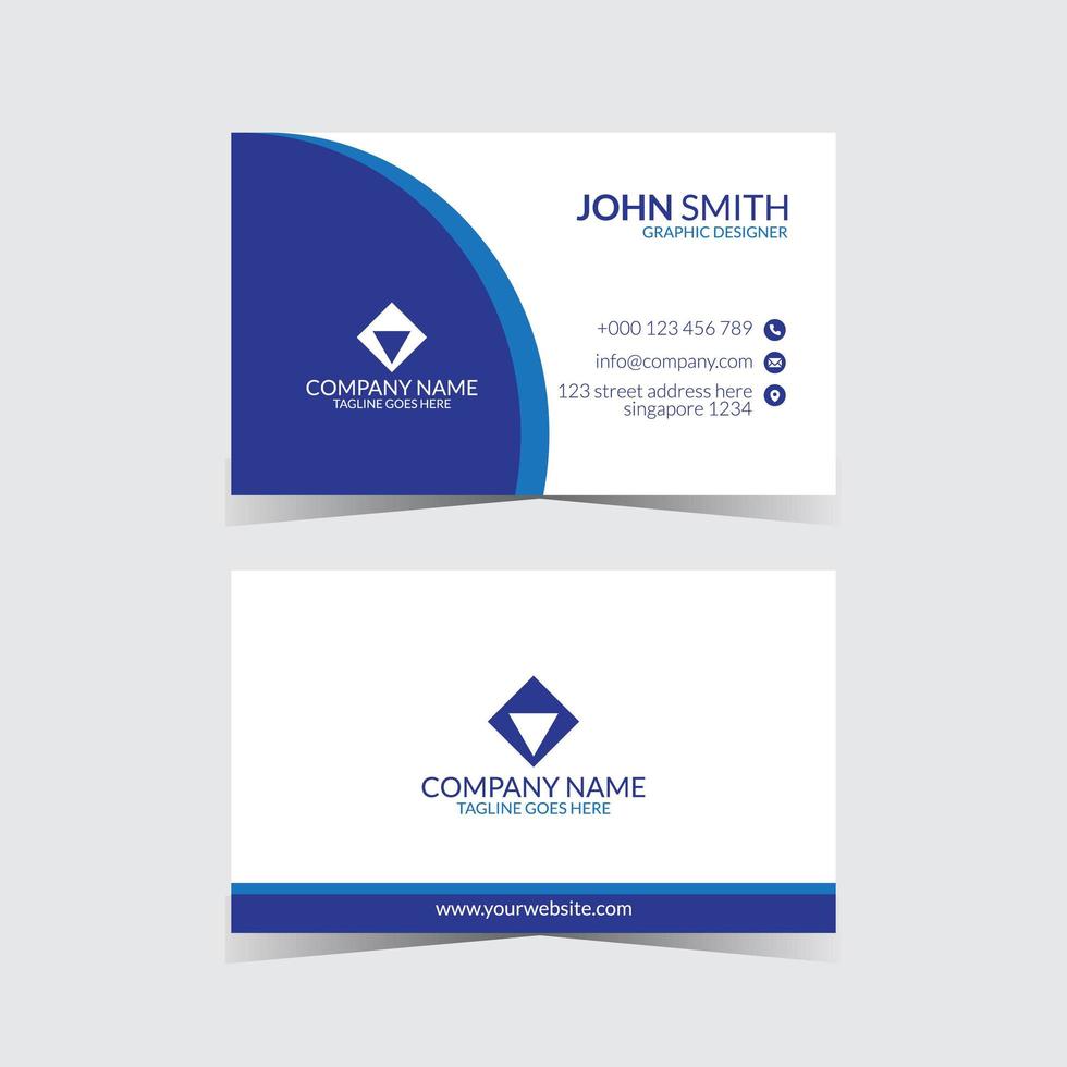 simple blue business card design template vector