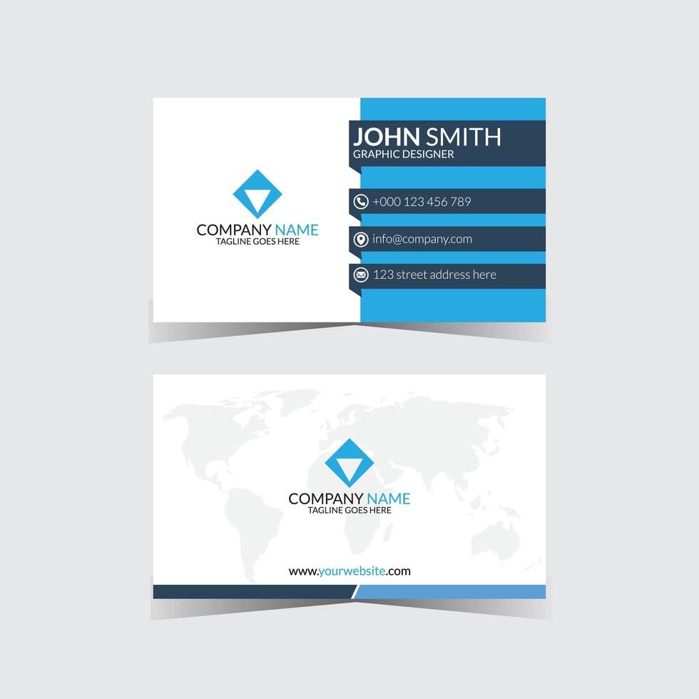 simple blue and white creative business card design template vector