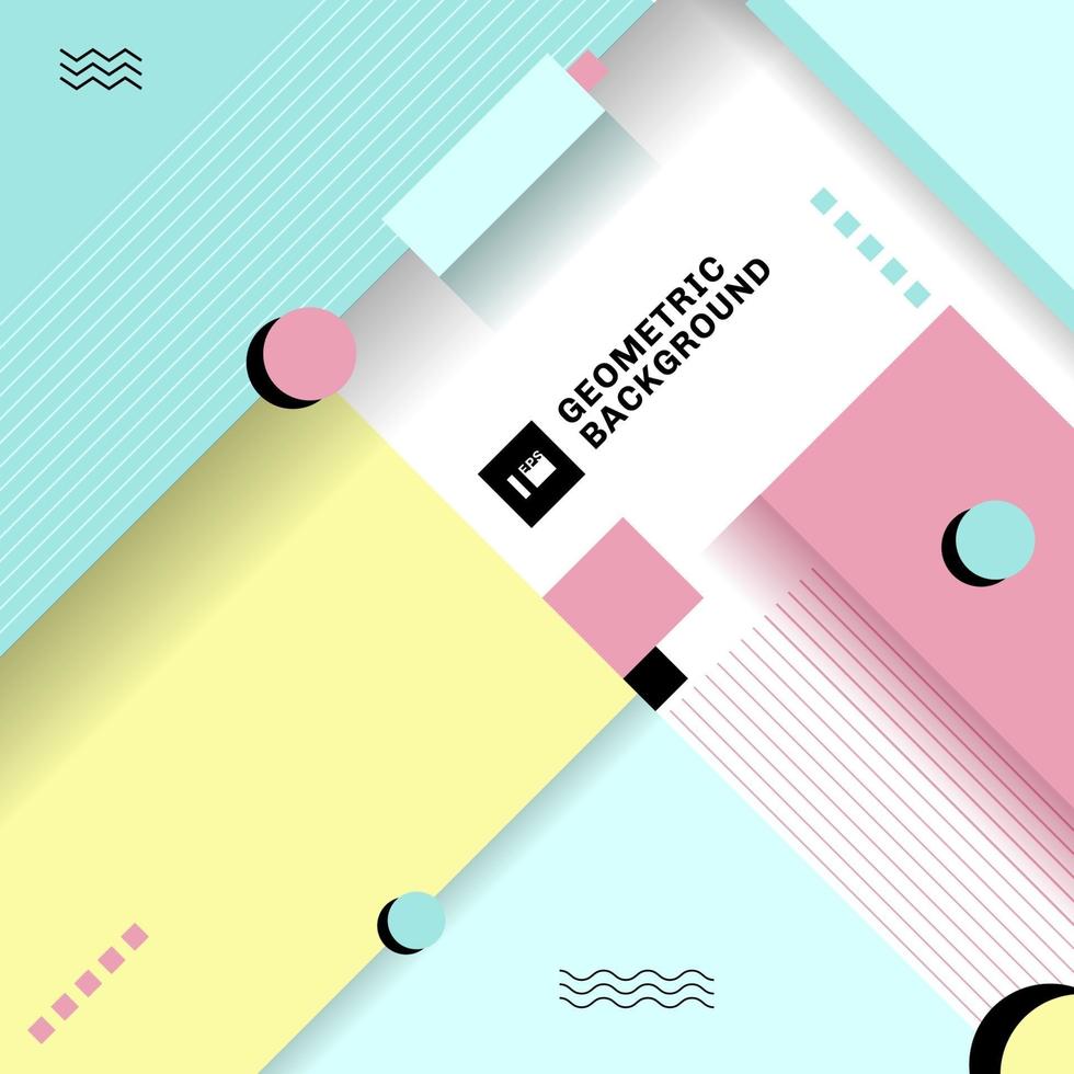 Abstract pastel color simple geometric composition on white background vector