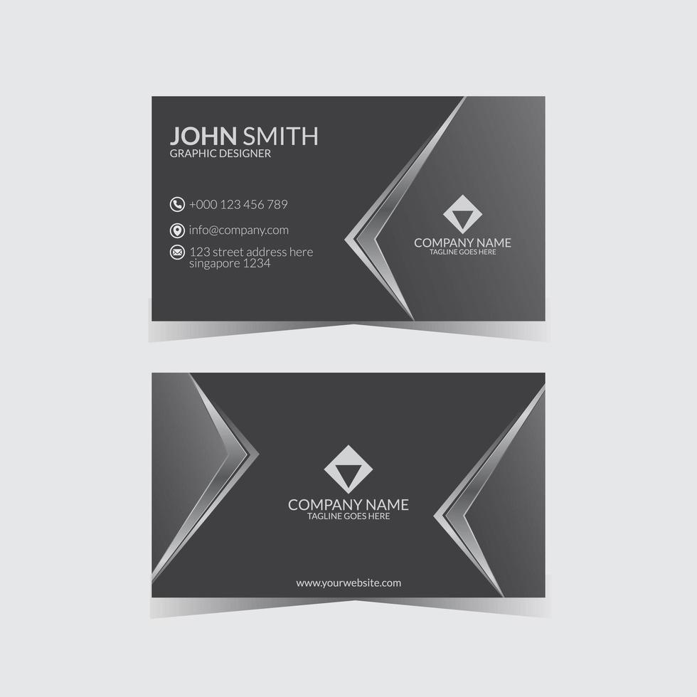 dark silver business card template vector