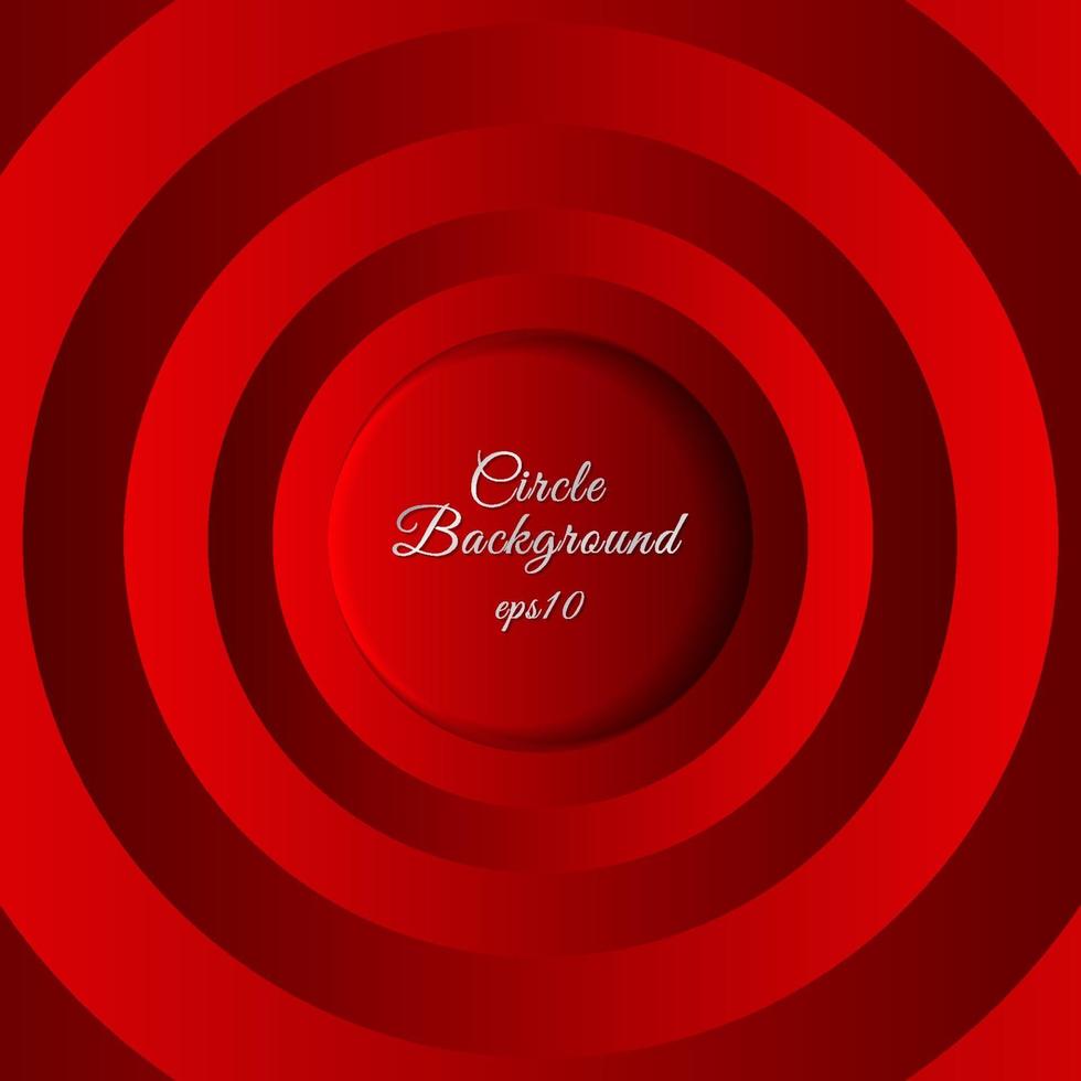 Abstract 3D red circles layer space shadow overlap and dimension background. vector