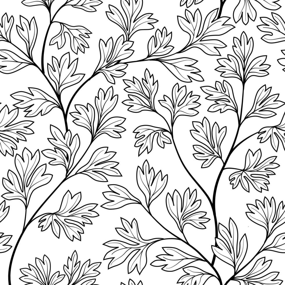 Floral Seamless Pattern Leaves Background Flourish Garden Leaf Line Art Backdrop Vector Art At Vecteezy