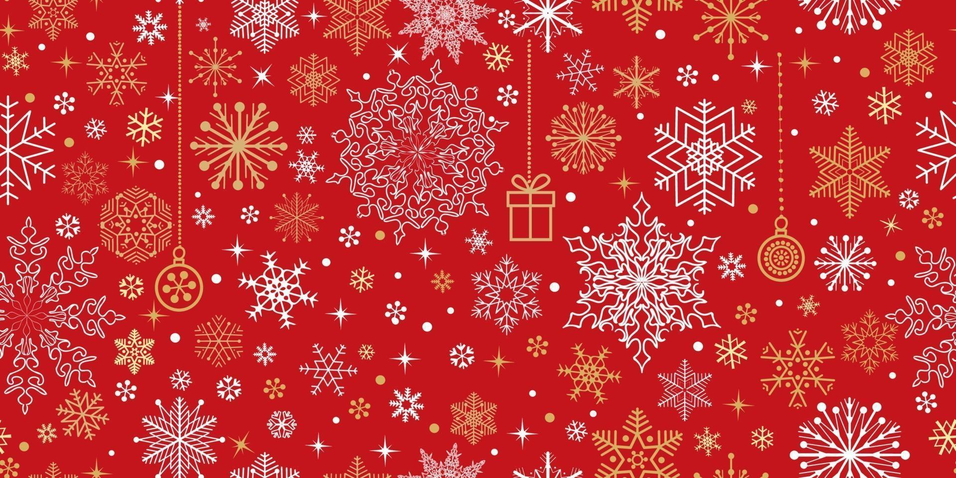 Christmas seamless pattern. Holiday icons and lacy crystal background vector