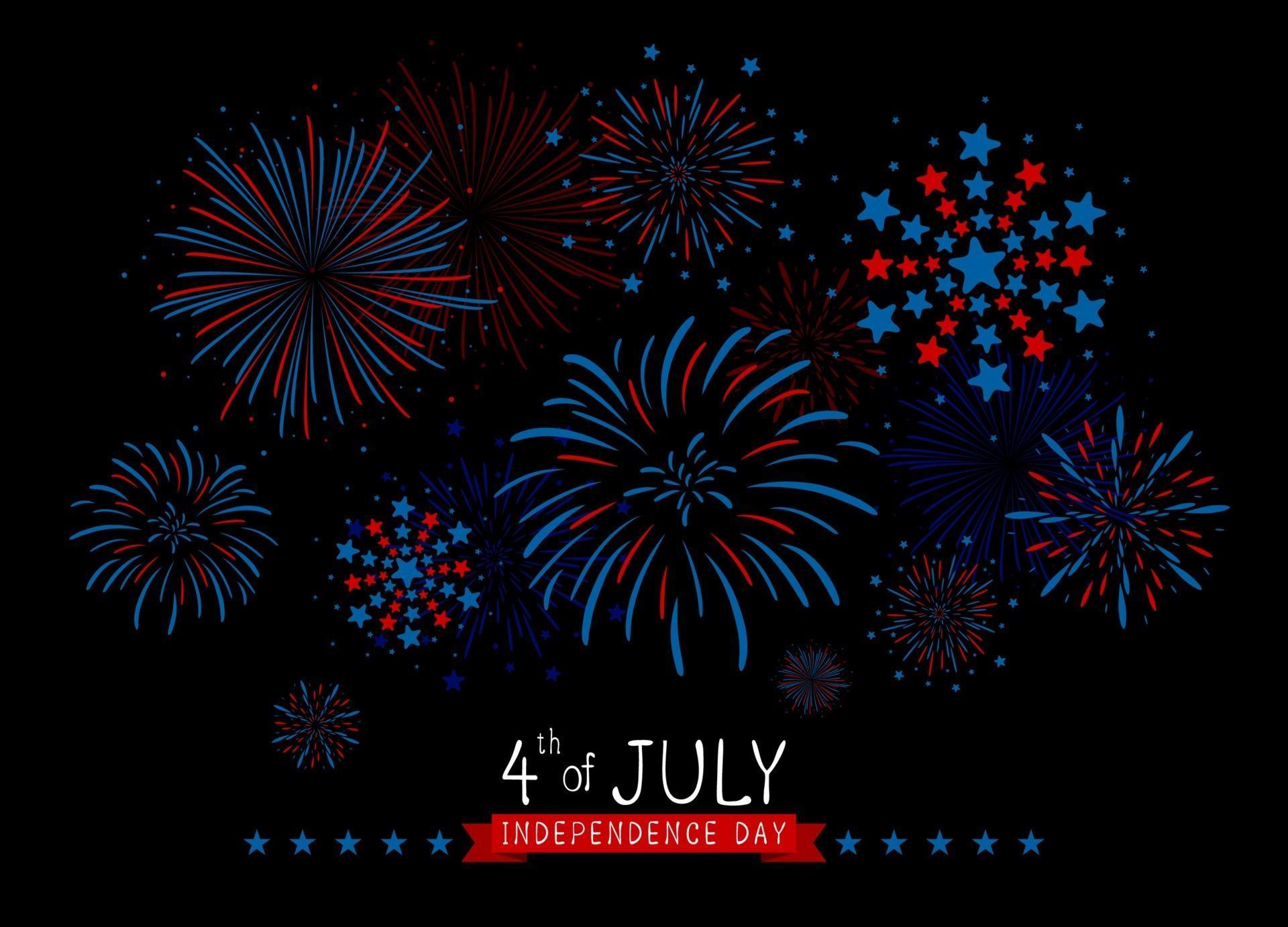 4th of july USA Independence day design of fireworks on black