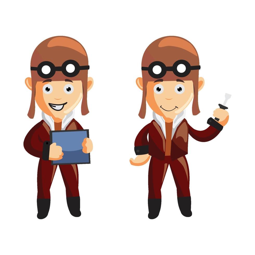 pilot character illustration set vector