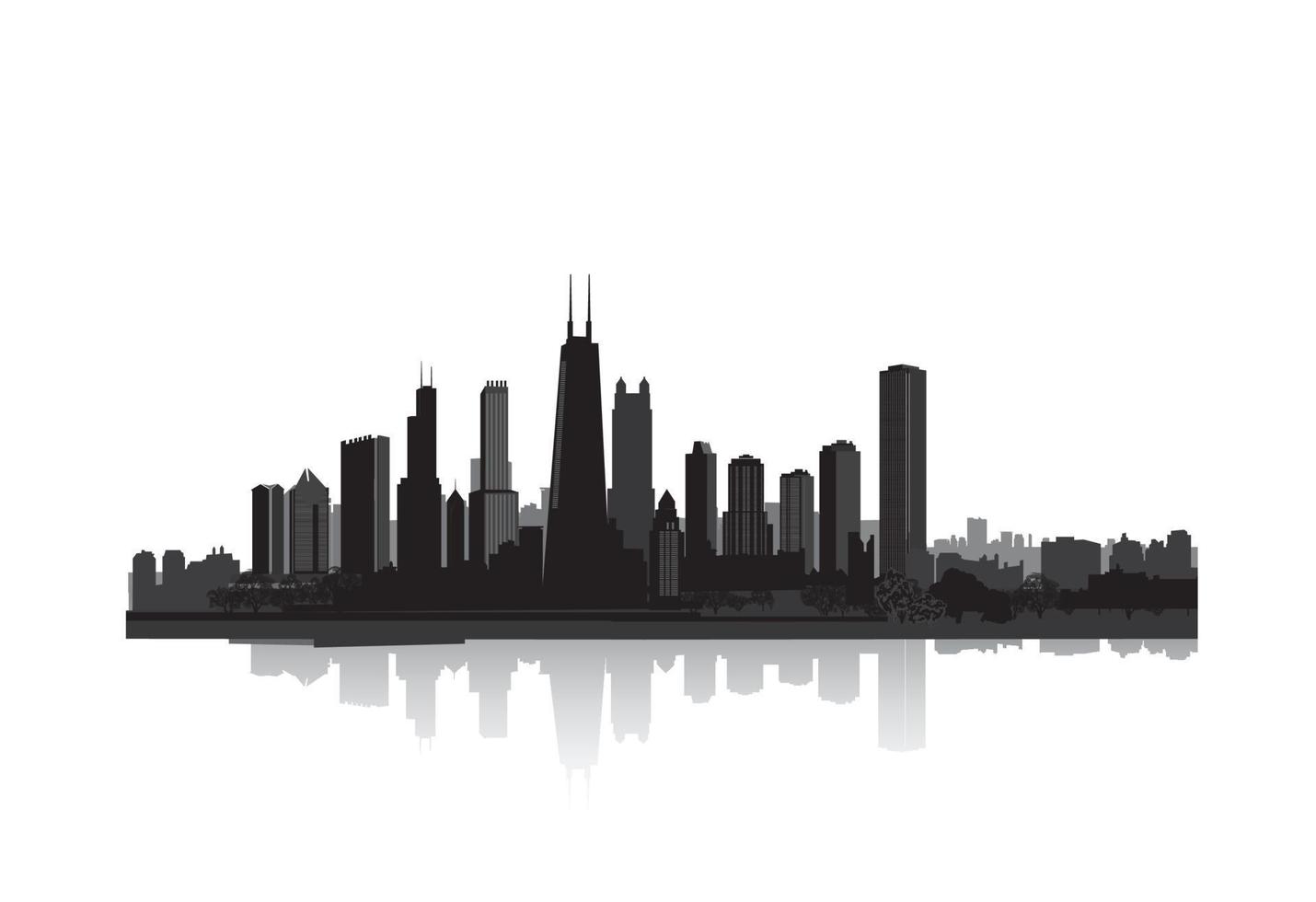 Chicago city skyline. American cityscape panorama. vector