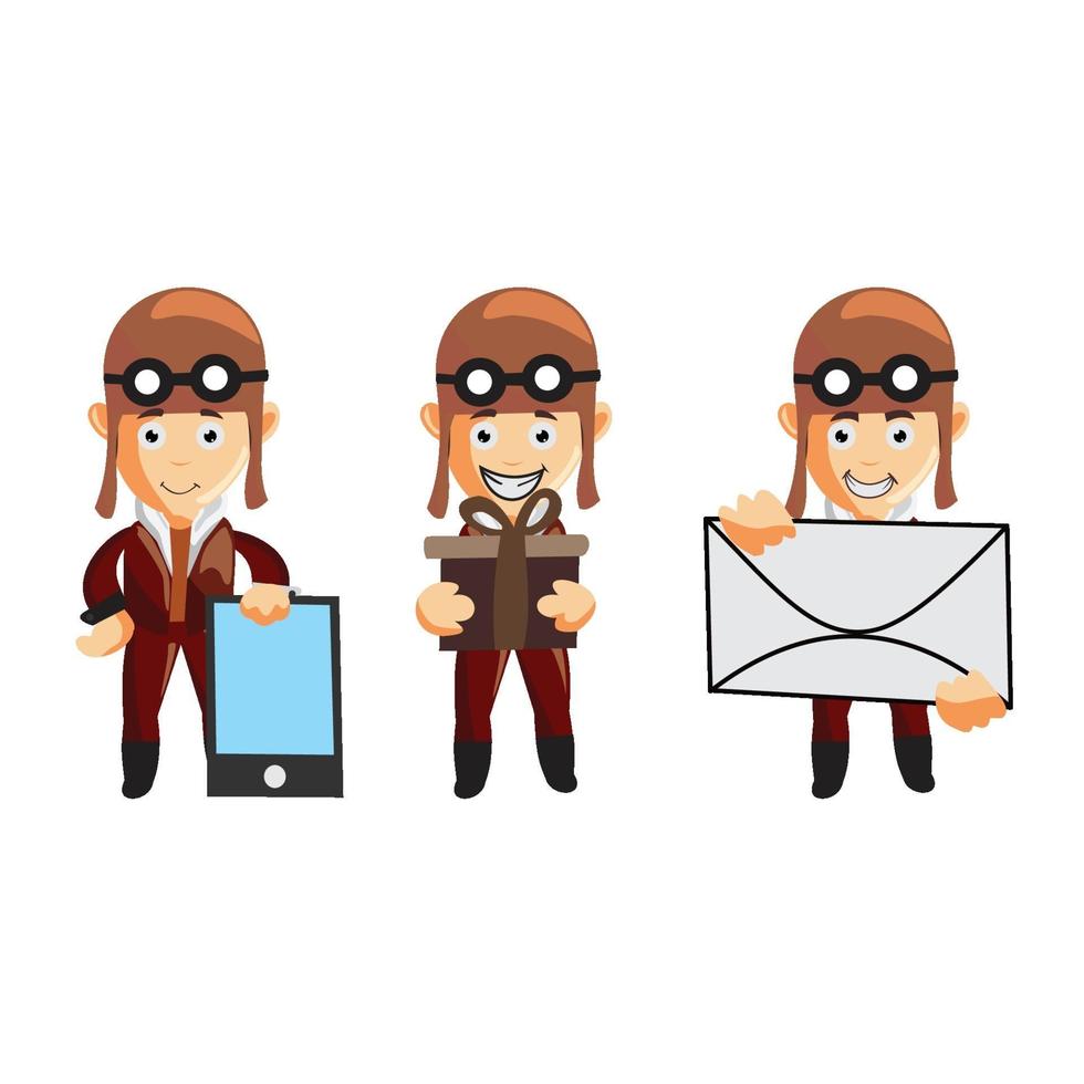 pilot character illustration set vector