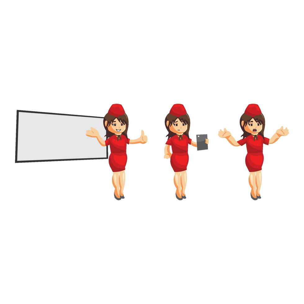 Flying attendants air hostess set vector