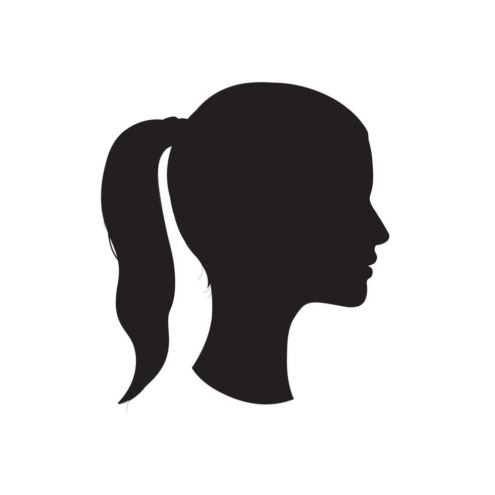 Woman face profile silhouette. Women hairstyle drawn icon. Lady portrait in retro style. vector