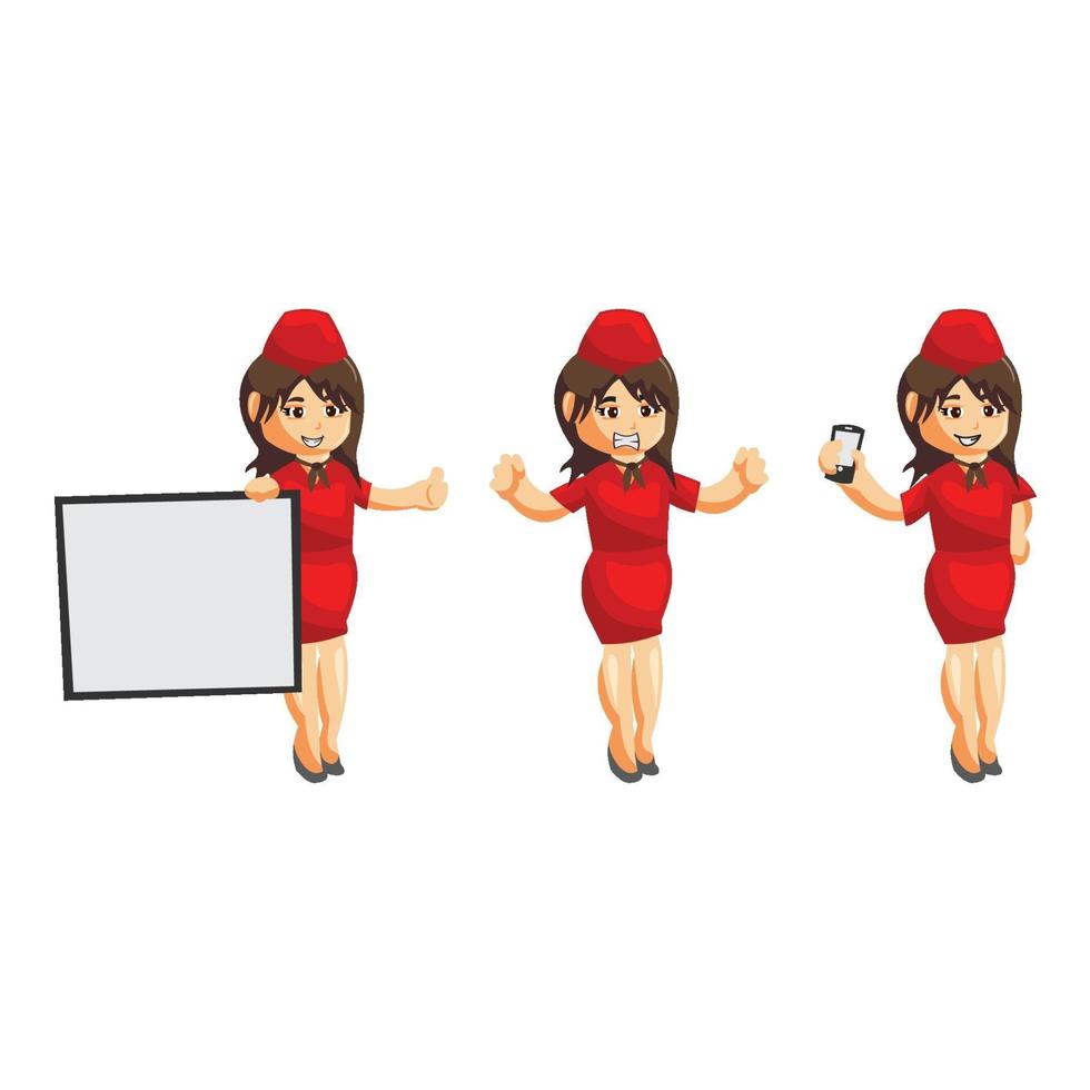 Flying attendants air hostess set vector