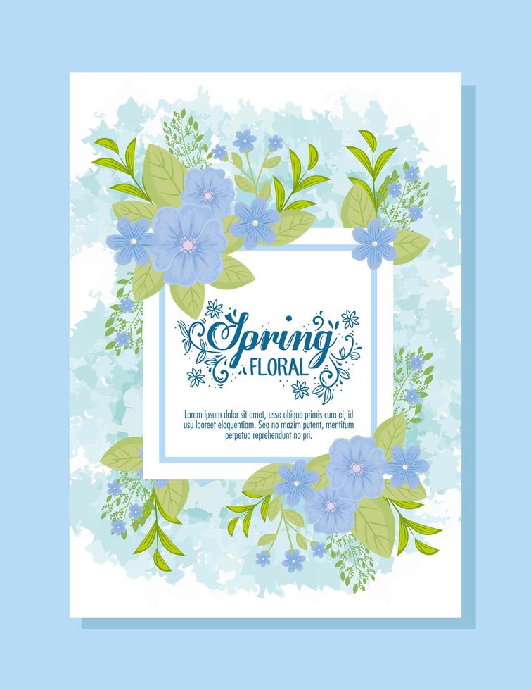 linda plantilla de tarjeta de primavera floral con flores vector