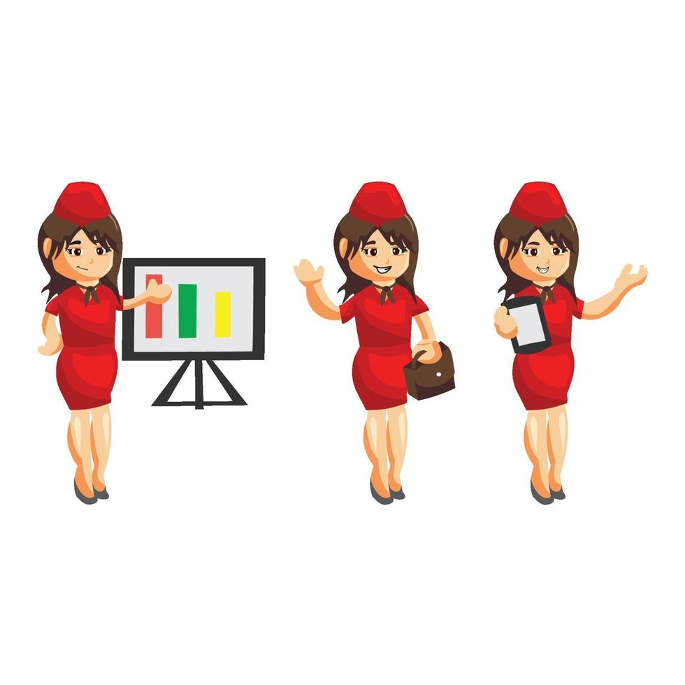 Flying attendants air hostess set vector