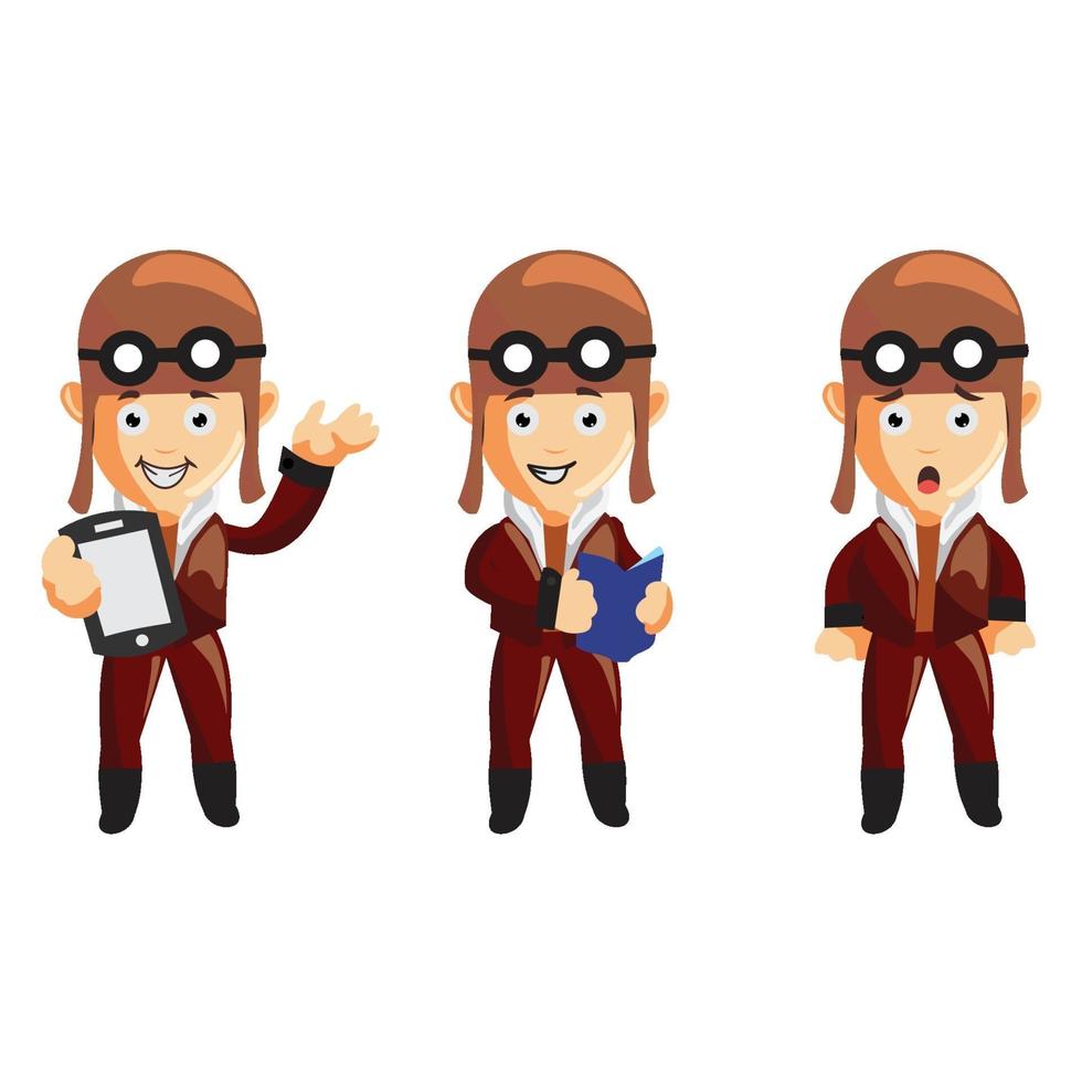pilot character illustration set vector