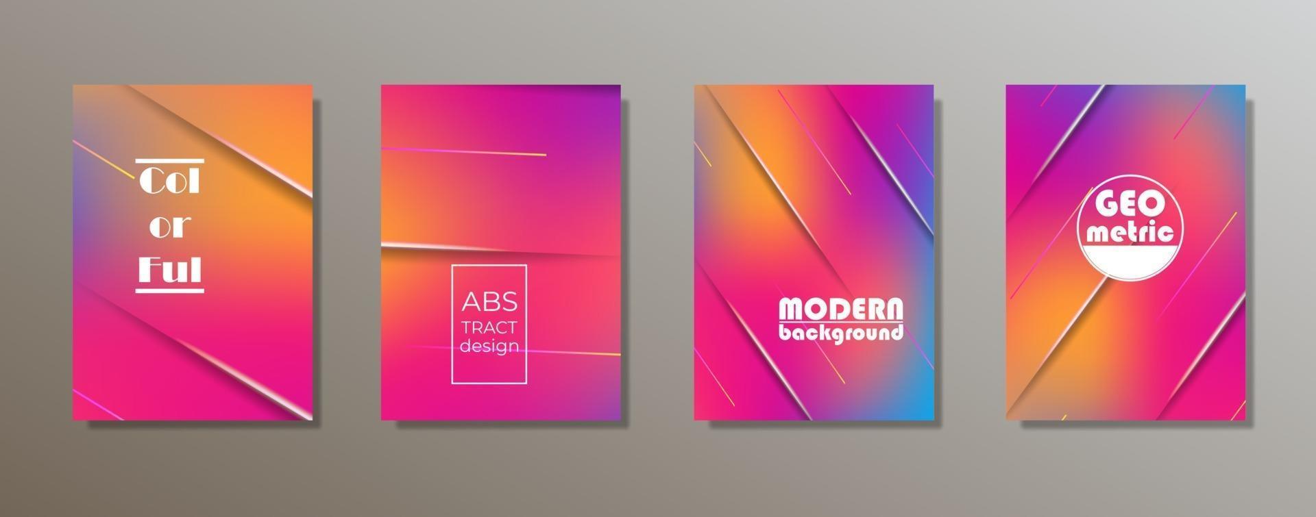 Colorful minimalist covers design. Minimal geometric pattern gradients vector