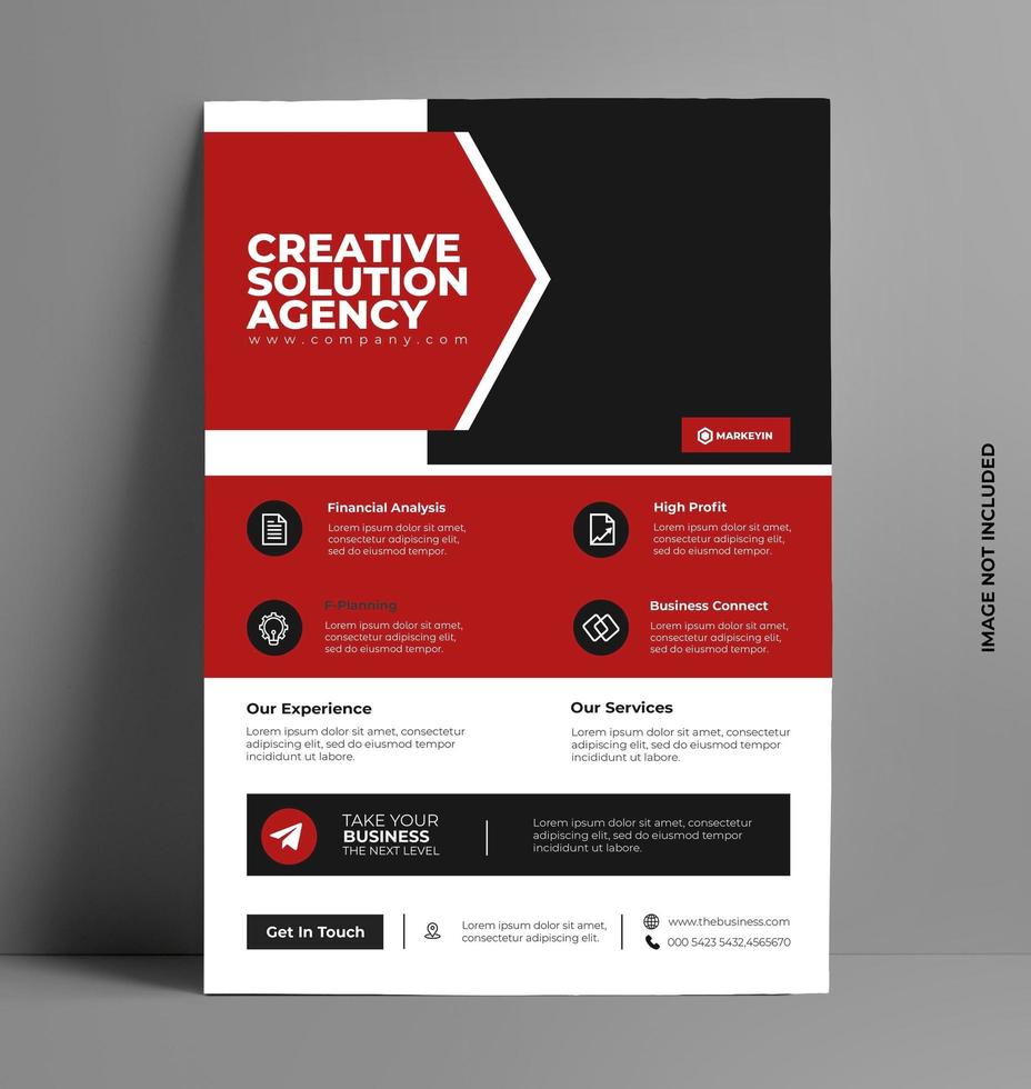Red Flyer Layout Template in A4 Size. vector
