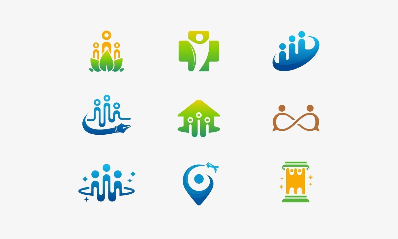 Set of People in Community icon designs vector