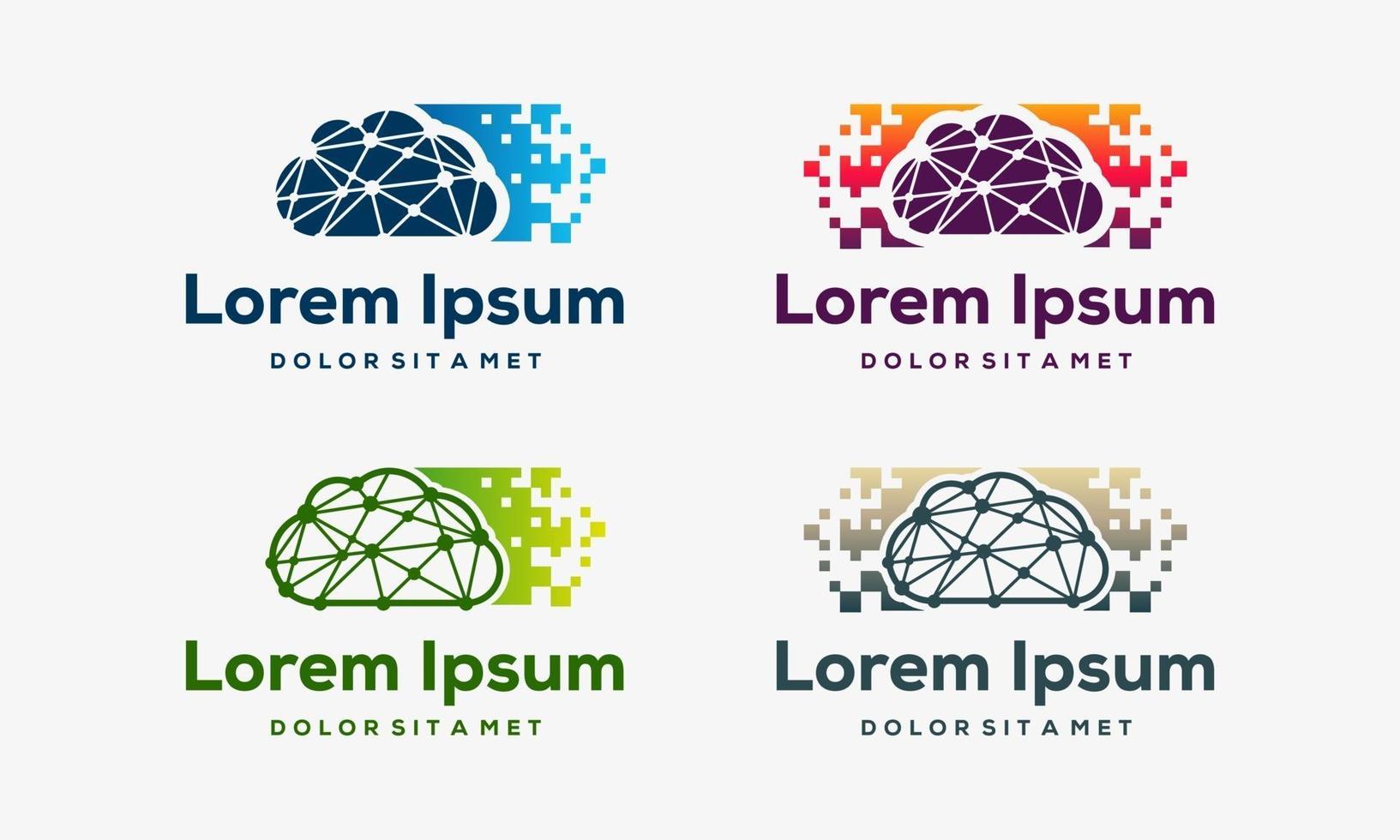 Set of Modern Pixel Cloud icon designs vector
