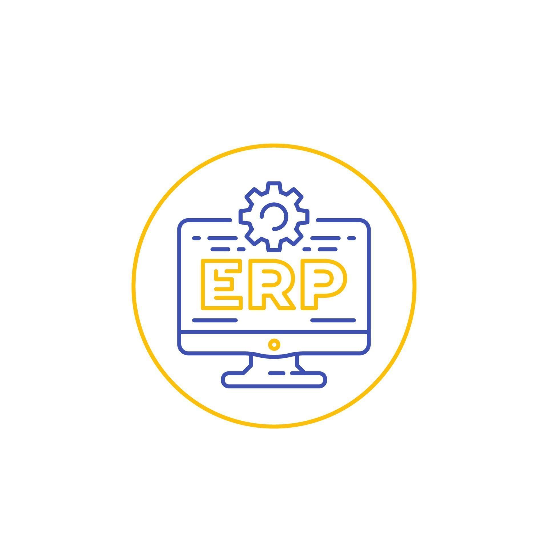 ERP software icon with computer, linear.eps 2012187 Vector Art at Vecteezy