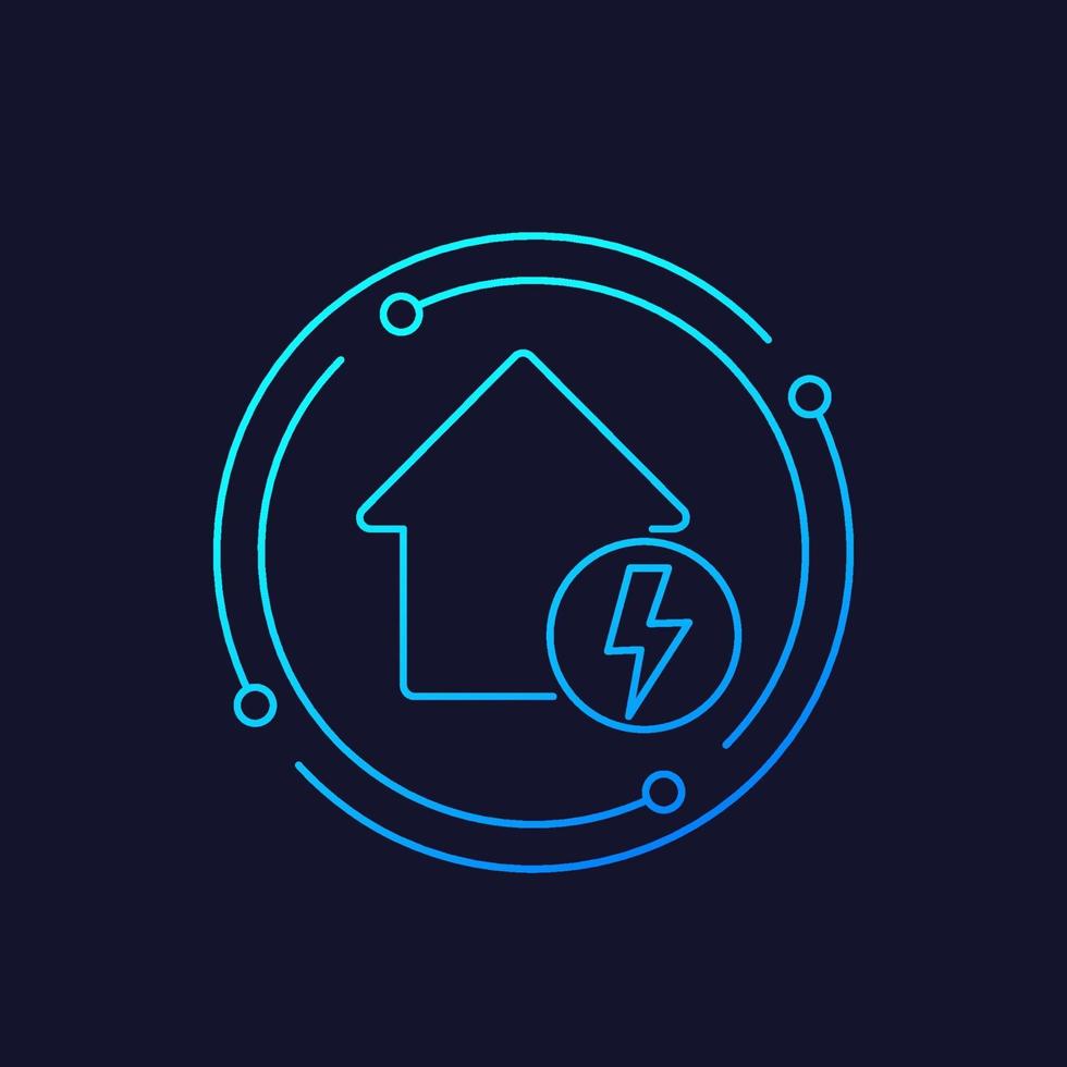 electricity icon with house, line vector.eps vector