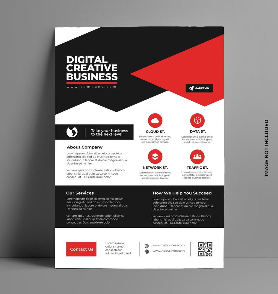Vector Red and Black Flyer Layout Template in A4 Size.