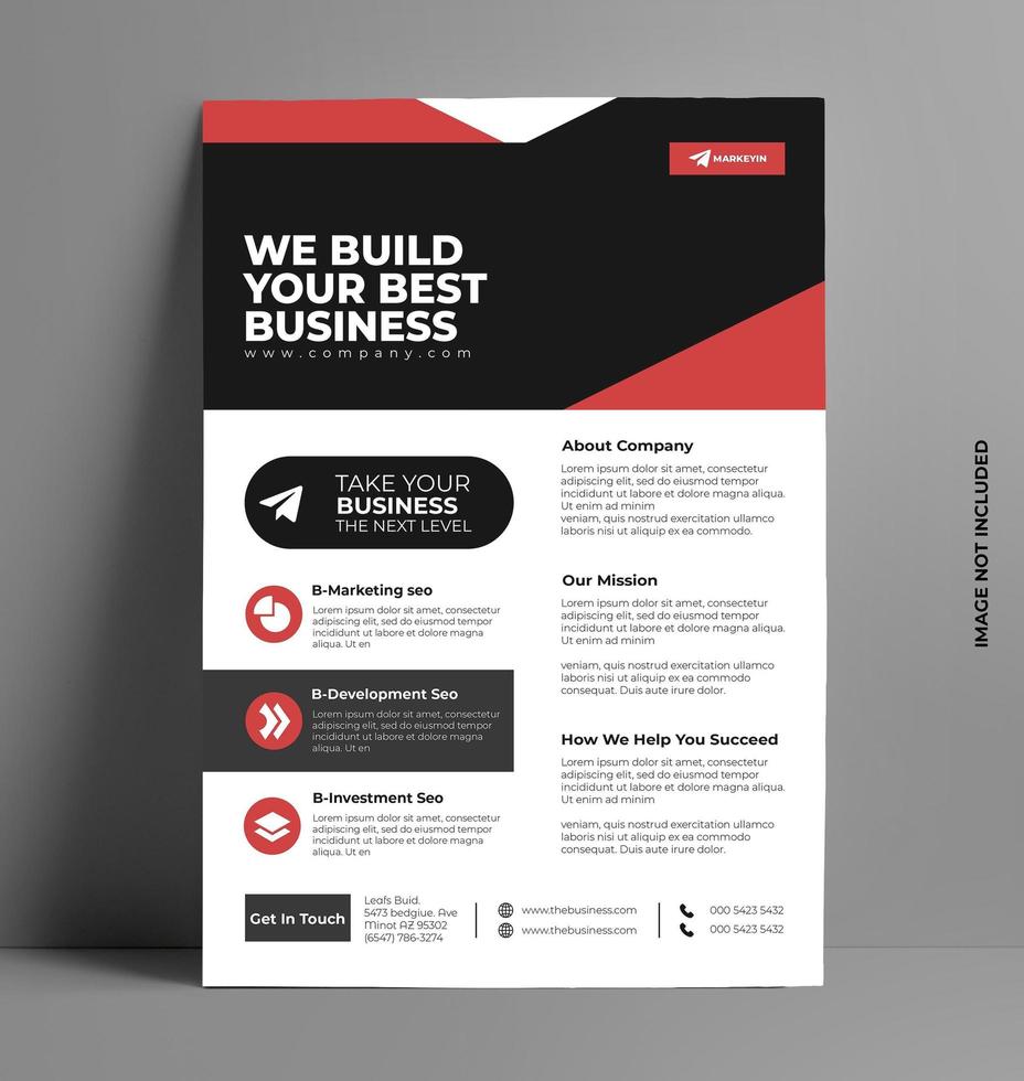 Sleek Red and Black Flyer Layout Template in A4 Size. vector