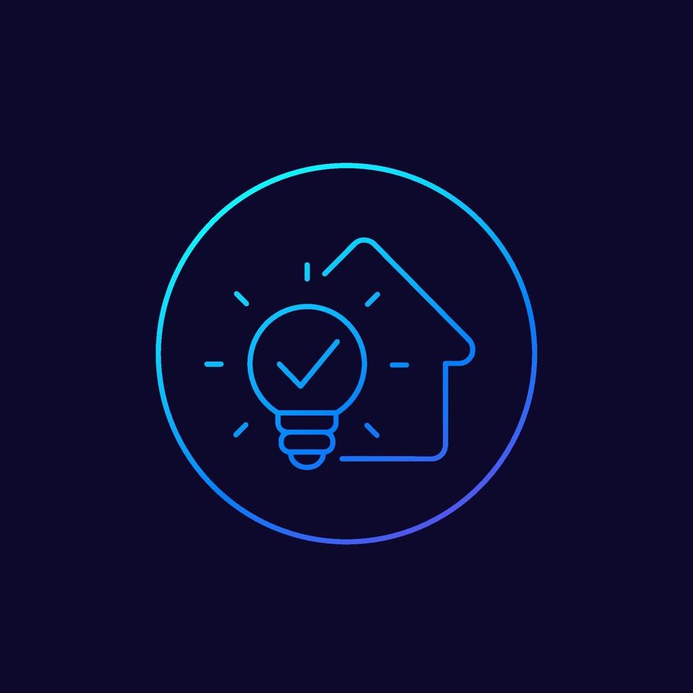 house and light bulb linear icon.eps vector