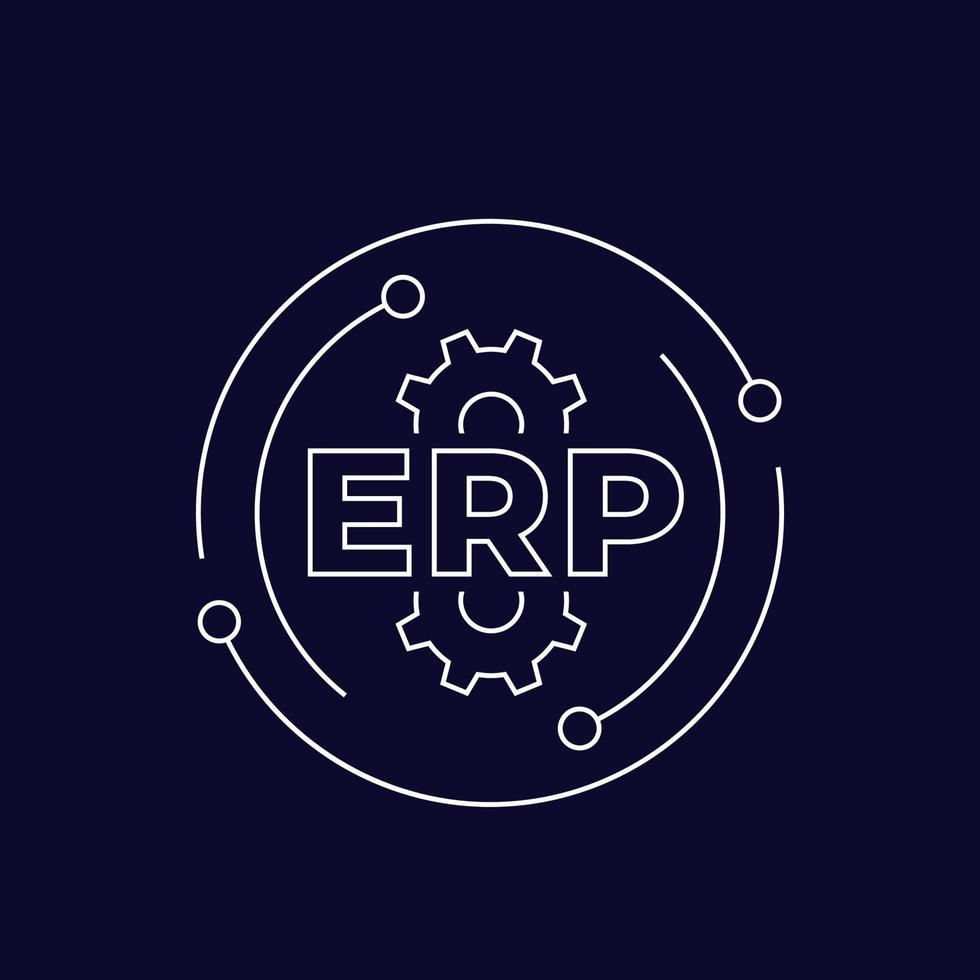 ERP, planificación de recursos empresariales, icono lineal.eps vector