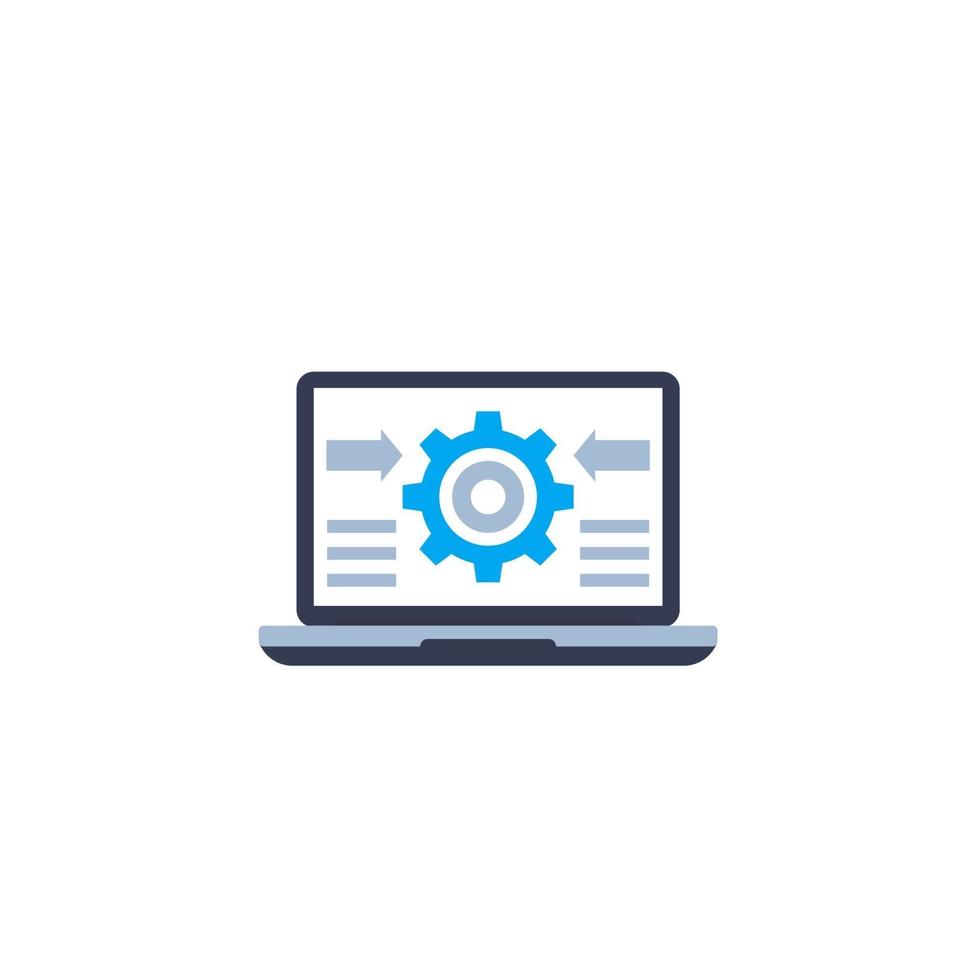 Integration system, computer technology icon with laptop.eps vector