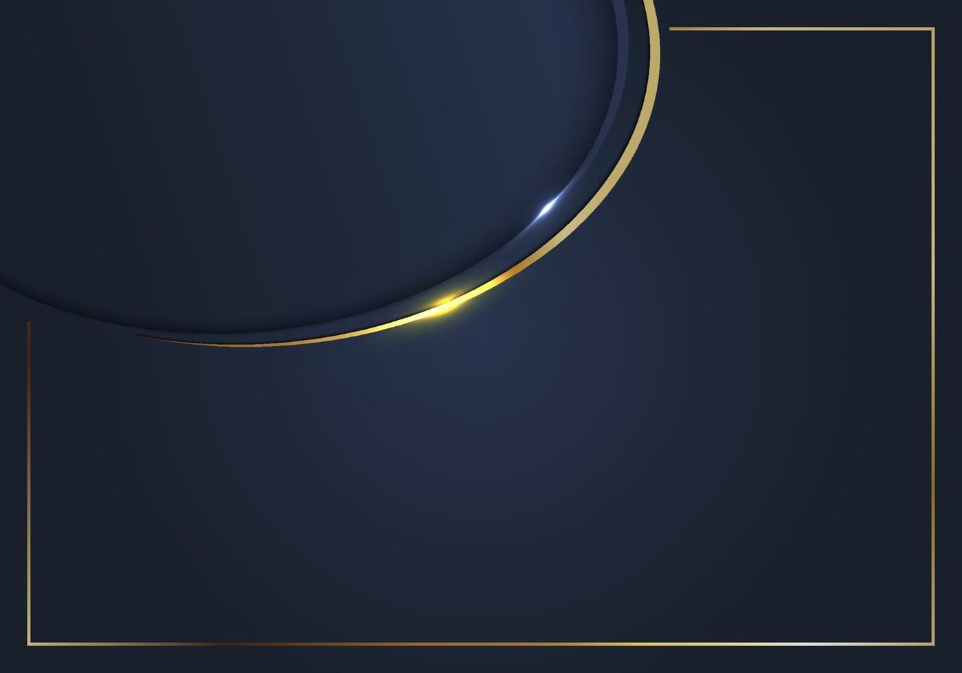 Template gold curve line on blue frame background, luxury style. vector