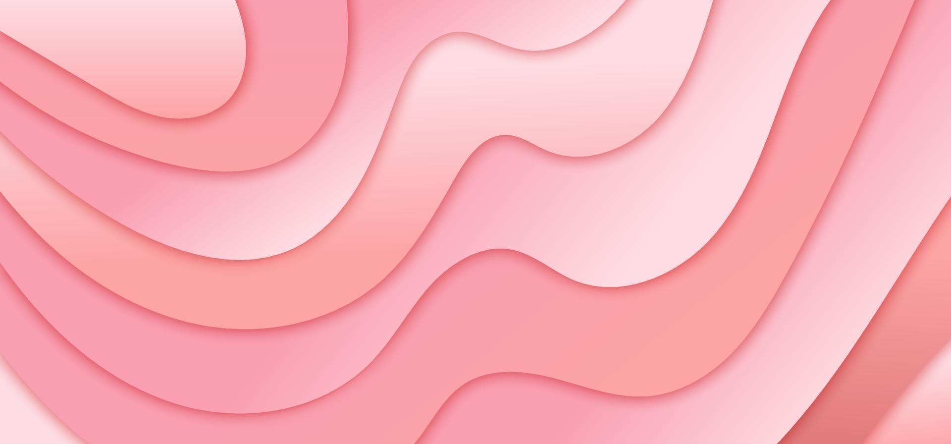 Elegant abstract banner design. Soft pink paper style, wave layers background and texture. vector