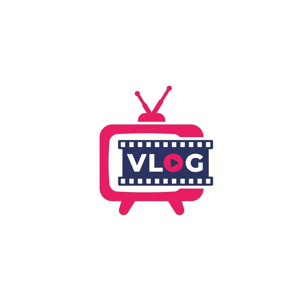 Vlog vector logo with old tv.eps