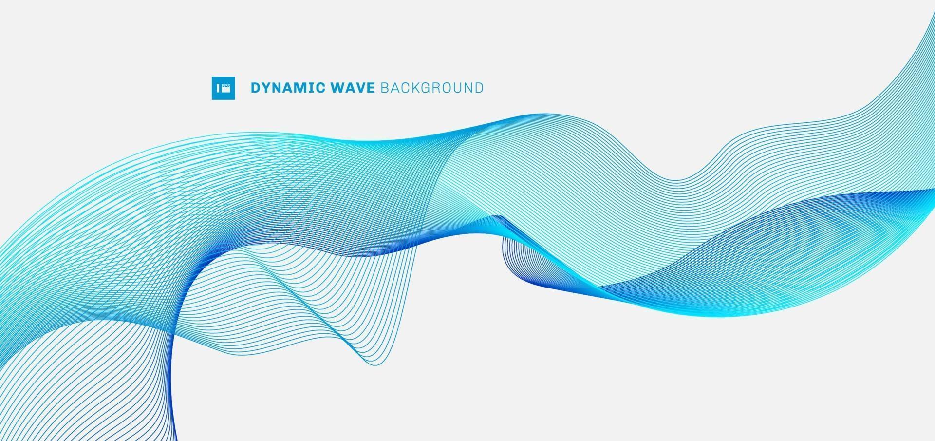 Líneas de onda azul de flujo de curva dinámica abstracta sobre fondo blanco vector
