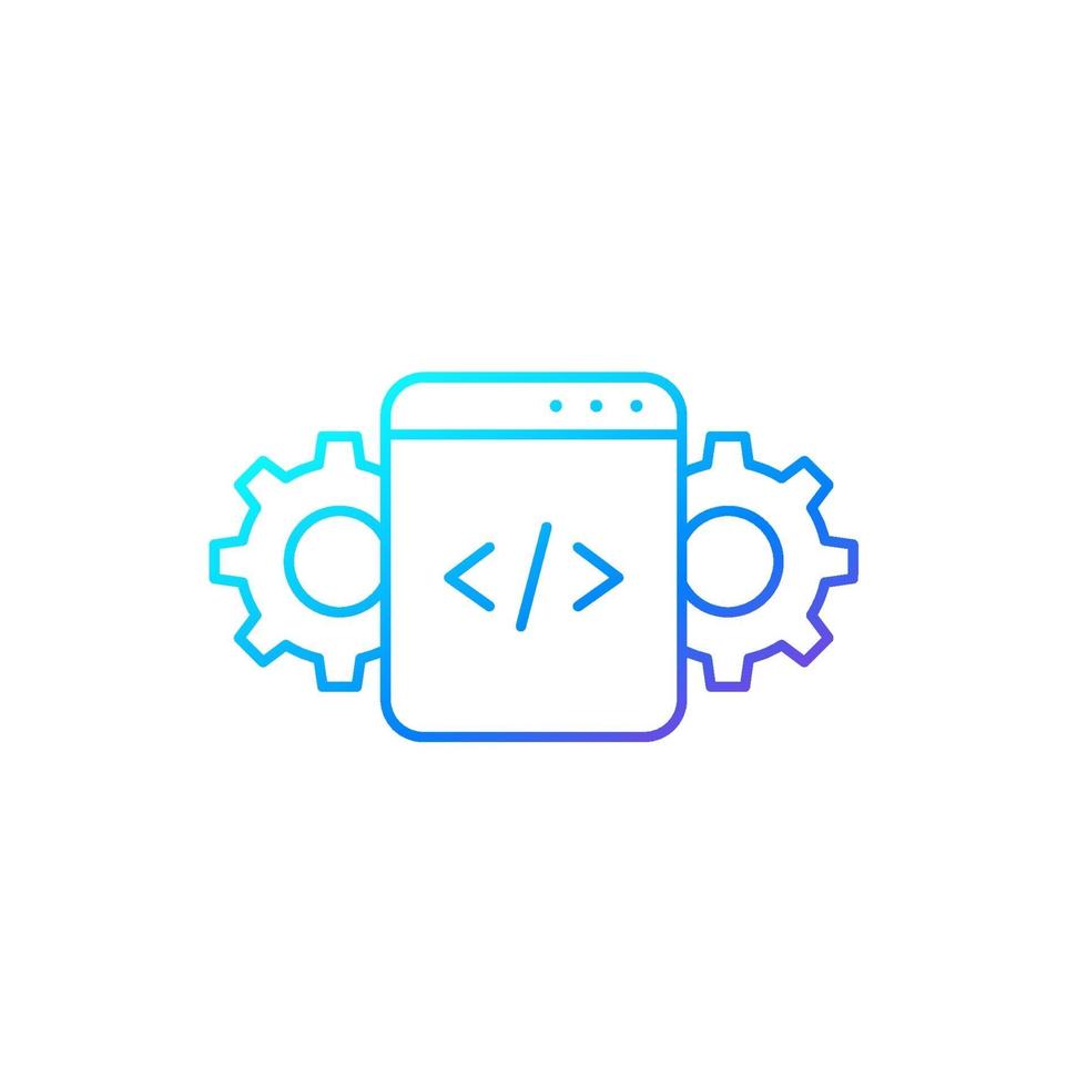 icono de línea de optimización de código en white.eps vector