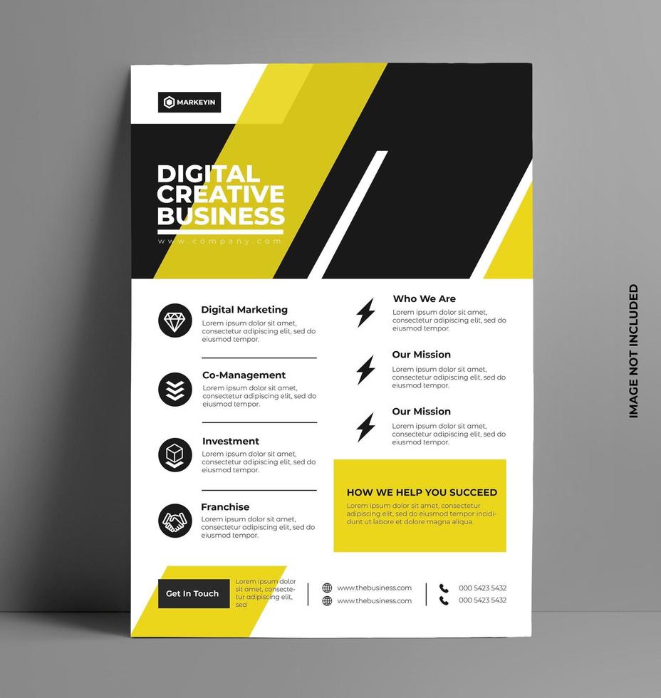 Yellow Flyer Layout Template in A4 Size. vector