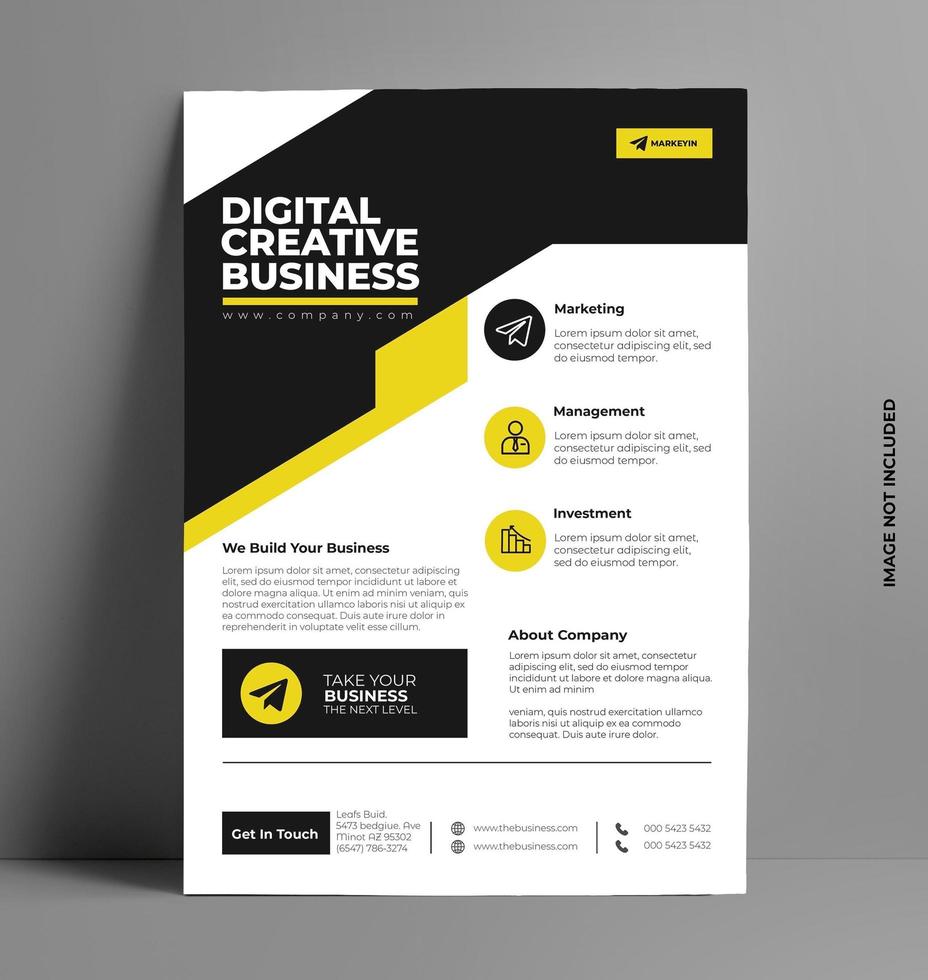 Yellow Flyer Layout Template in A4 Size. vector