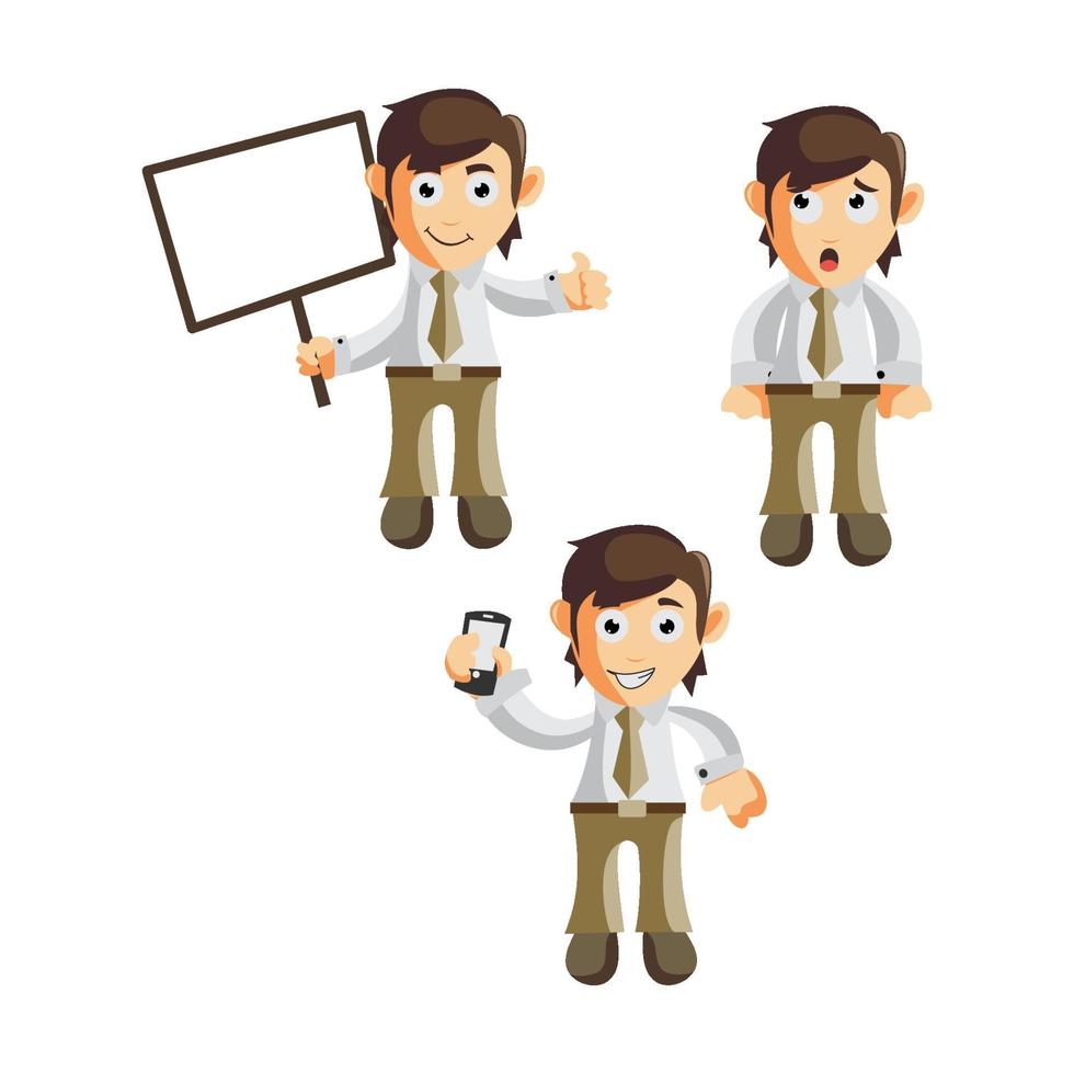 Business man cartoon character Illustration set vector