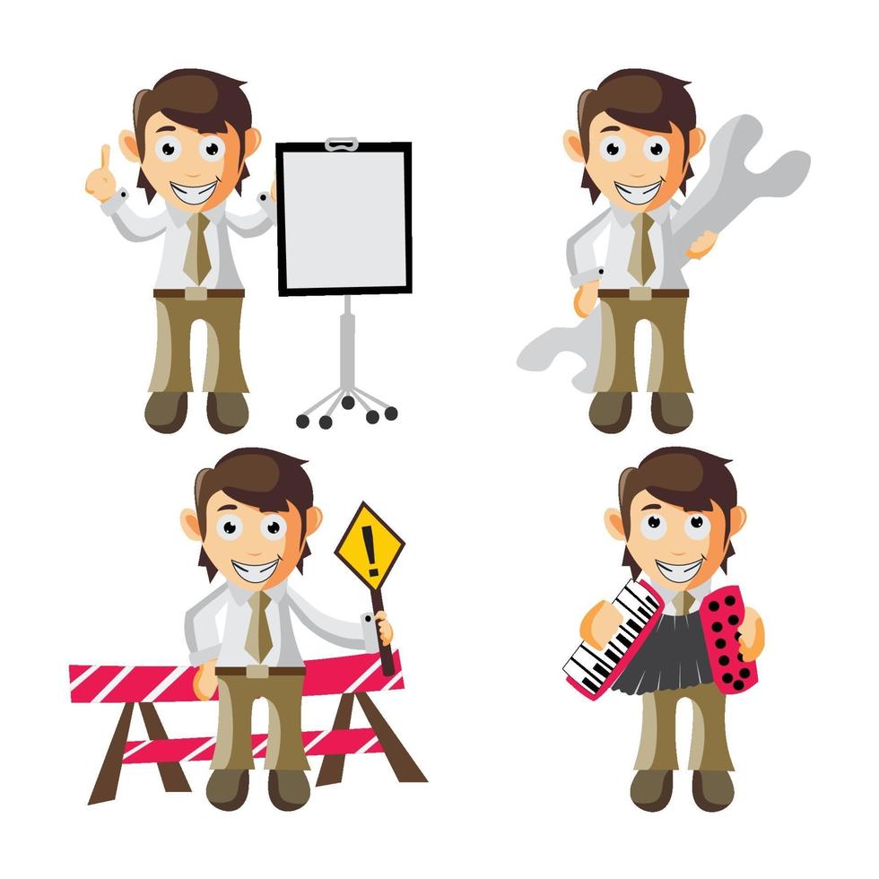 Business man cartoon character Illustration set vector