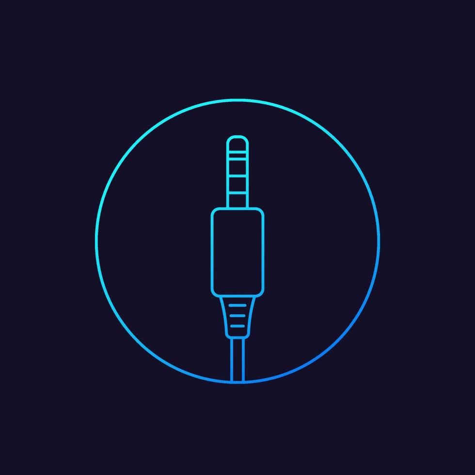 audio cable, jack connector linear icon.eps vector