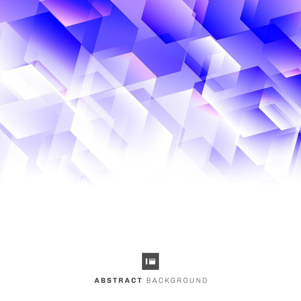 Abstract blue and purple geometric hexagon mosaic pattern, overlay on white background vector